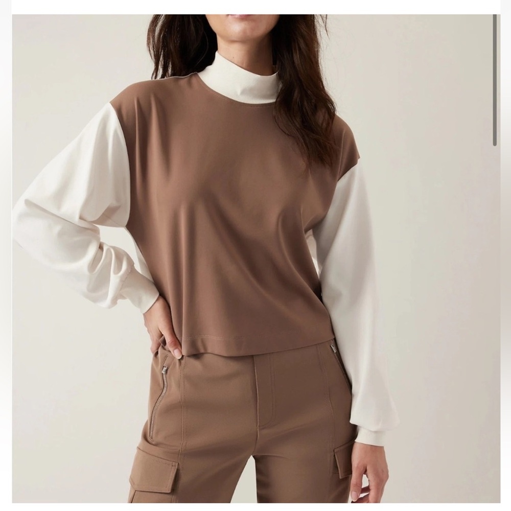 Athleta Venice Colorblock Sweatshirt Brown 1X